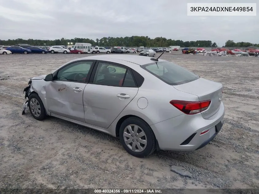 2022 Kia Rio Lx/S VIN: 3KPA24ADXNE449854 Lot: 40324356