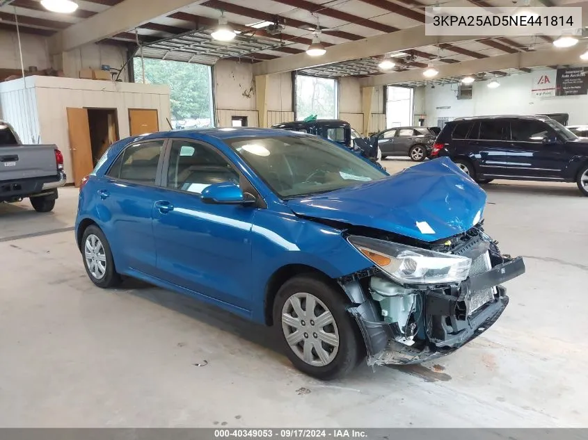 2022 Kia Rio S VIN: 3KPA25AD5NE441814 Lot: 40349053