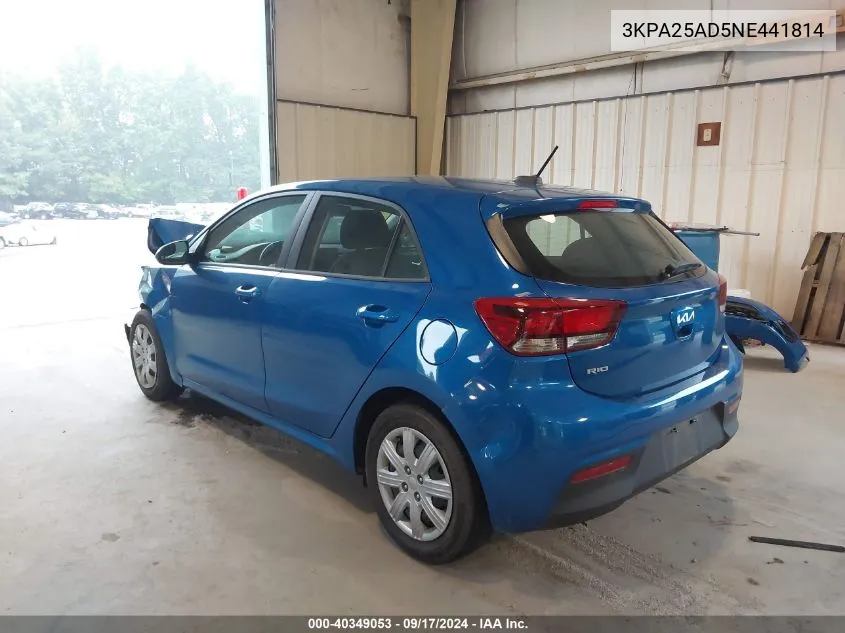 2022 Kia Rio S VIN: 3KPA25AD5NE441814 Lot: 40349053