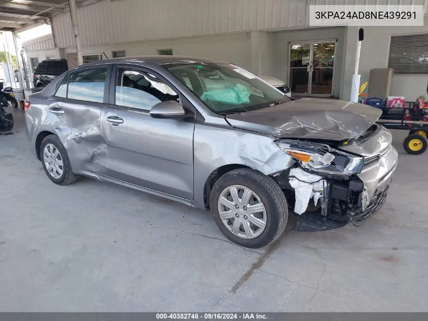 2022 Kia Rio Lx/S VIN: 3KPA24AD8NE439291 Lot: 40352748