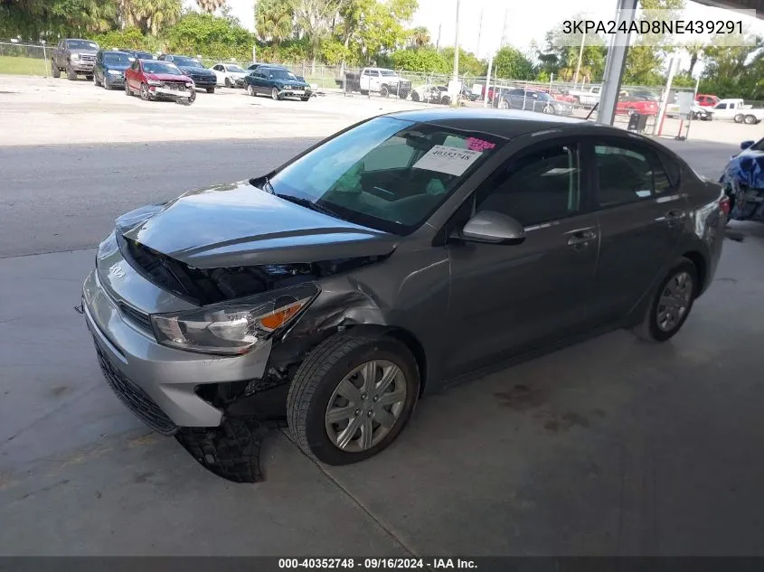 2022 Kia Rio Lx/S VIN: 3KPA24AD8NE439291 Lot: 40352748