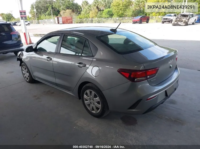 2022 Kia Rio Lx/S VIN: 3KPA24AD8NE439291 Lot: 40352748