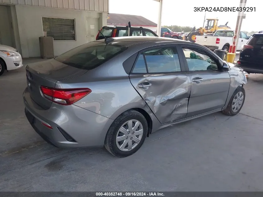 2022 Kia Rio Lx/S VIN: 3KPA24AD8NE439291 Lot: 40352748