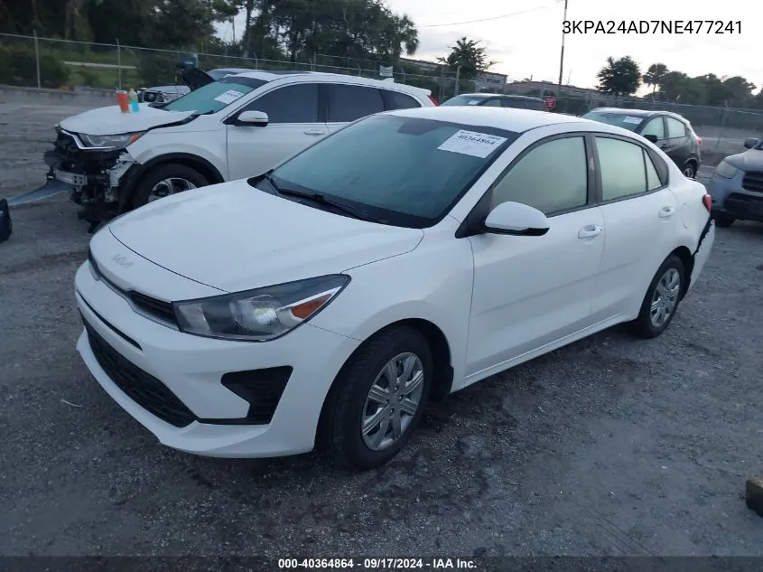 2022 Kia Rio Lx/S VIN: 3KPA24AD7NE477241 Lot: 40364864