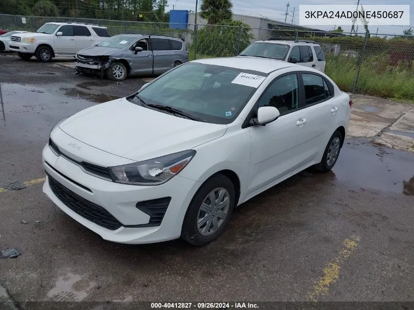 3KPA24AD0NE450687 2022 Kia Rio Lx/S