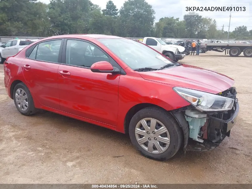 2022 Kia Rio S VIN: 3KPA24AD9NE491013 Lot: 40434854