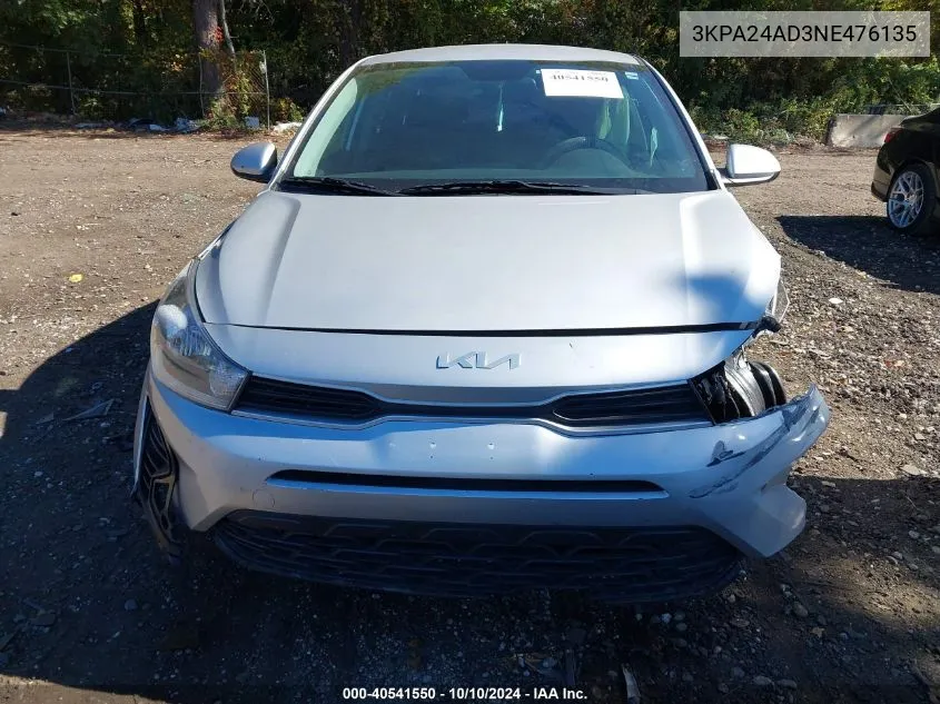 2022 Kia Rio S VIN: 3KPA24AD3NE476135 Lot: 40541550