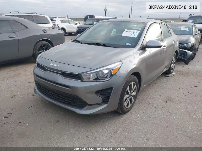 2022 Kia Rio S VIN: 3KPA24ADXNE481218 Lot: 40571822