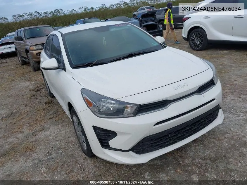 3KPA24AD8NE476034 2022 Kia Rio S