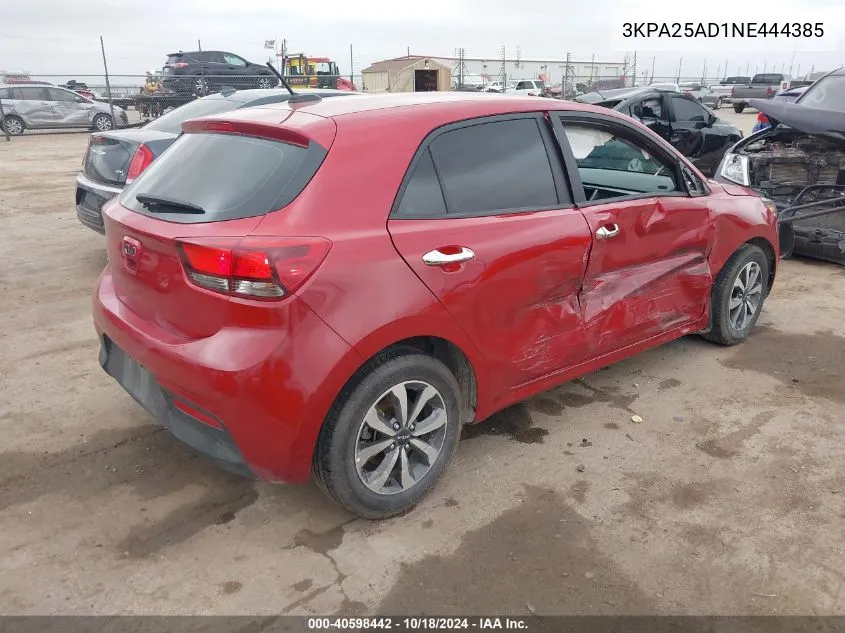 2022 Kia Rio 5-Door S VIN: 3KPA25AD1NE444385 Lot: 40598442