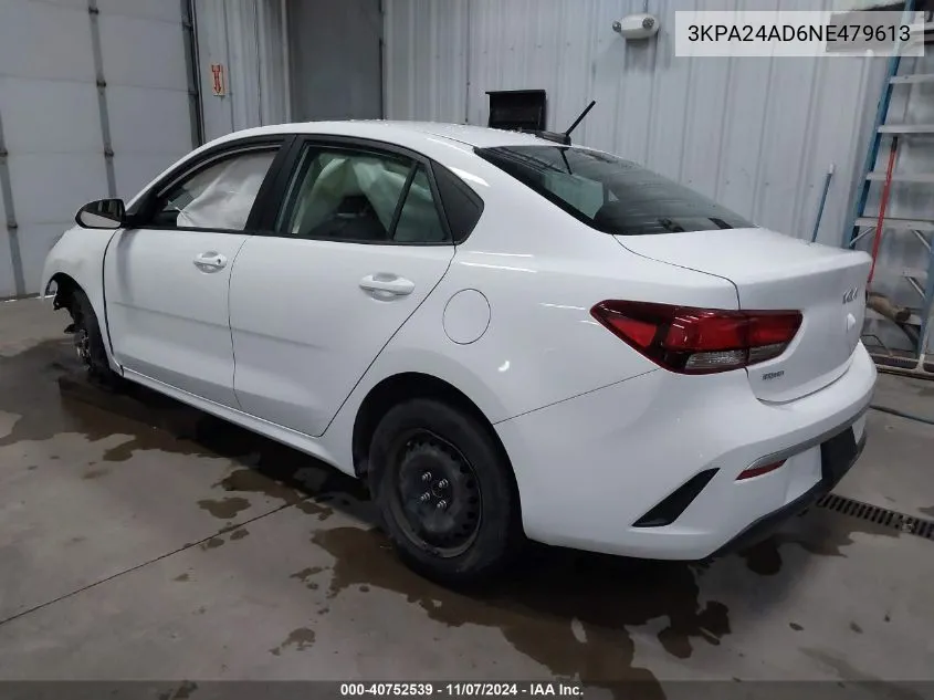 2022 Kia Rio Lx VIN: 3KPA24AD6NE479613 Lot: 40752539