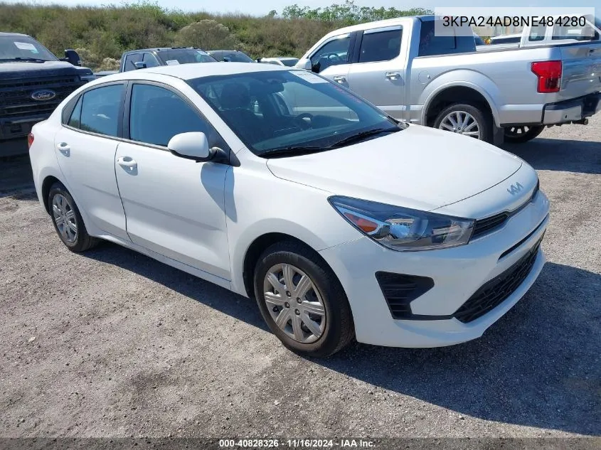 2022 Kia Rio Lx VIN: 3KPA24AD8NE484280 Lot: 40828326