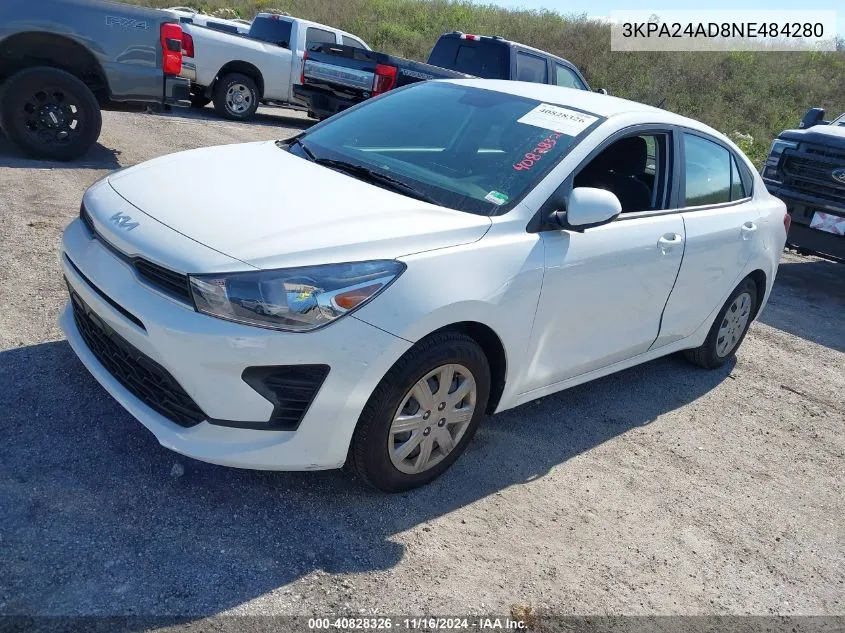 2022 Kia Rio Lx VIN: 3KPA24AD8NE484280 Lot: 40828326