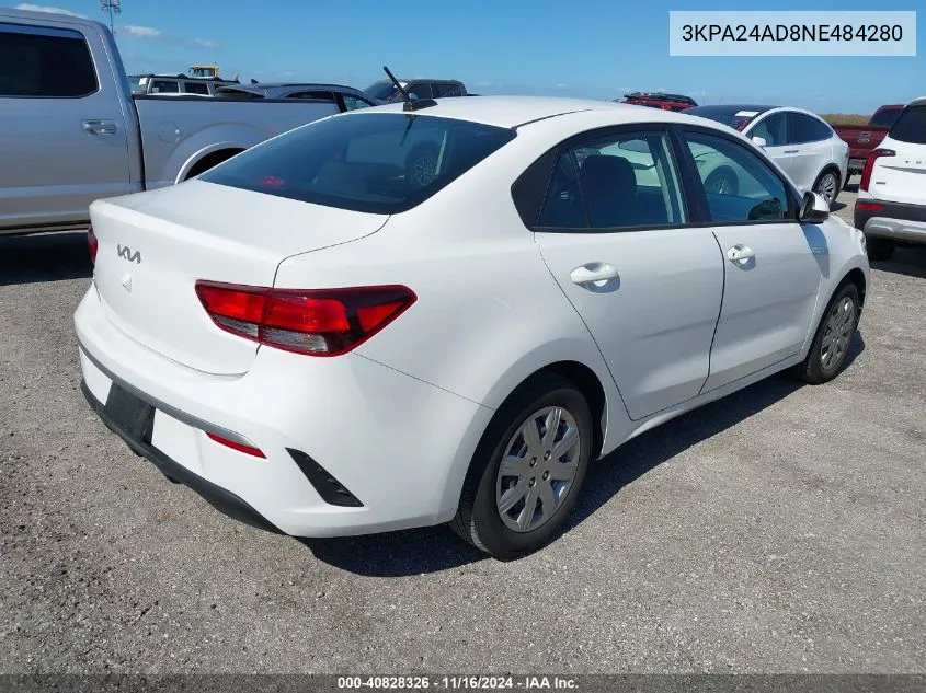 2022 Kia Rio Lx VIN: 3KPA24AD8NE484280 Lot: 40828326