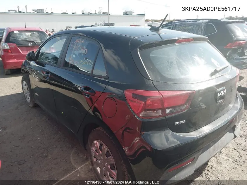 2023 Kia Rio 5-Door VIN: 3KPA25AD0PE561717 Lot: 12116490