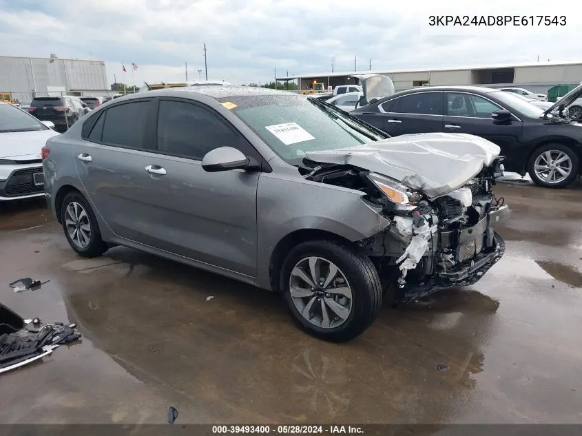 2023 Kia Rio S VIN: 3KPA24AD8PE617543 Lot: 39493400