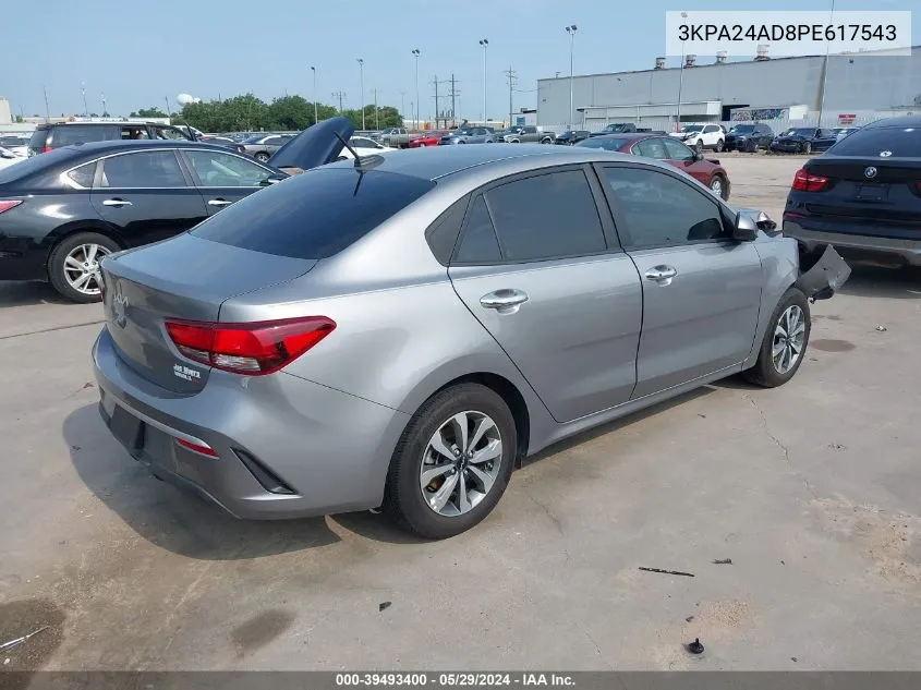 2023 Kia Rio S VIN: 3KPA24AD8PE617543 Lot: 39493400