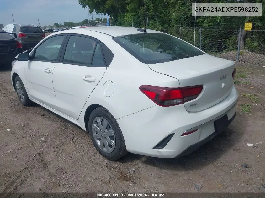 2023 Kia Rio S VIN: 3KPA24ADXPE598252 Lot: 40009130