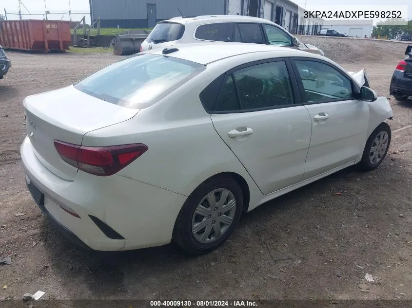 2023 Kia Rio S VIN: 3KPA24ADXPE598252 Lot: 40009130