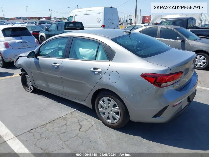 2023 Kia Rio S VIN: 3KPA24AD2PE567917 Lot: 40048448