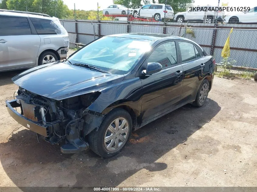 2023 Kia Rio Lx VIN: 3KPA24AD6PE616259 Lot: 40057995