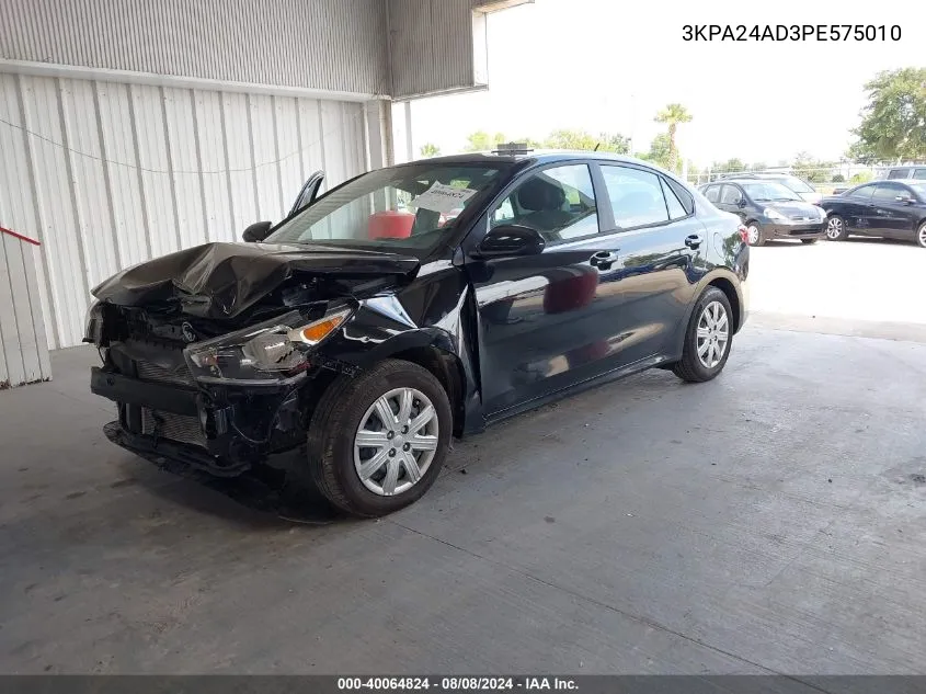 2023 Kia Rio S VIN: 3KPA24AD3PE575010 Lot: 40064824