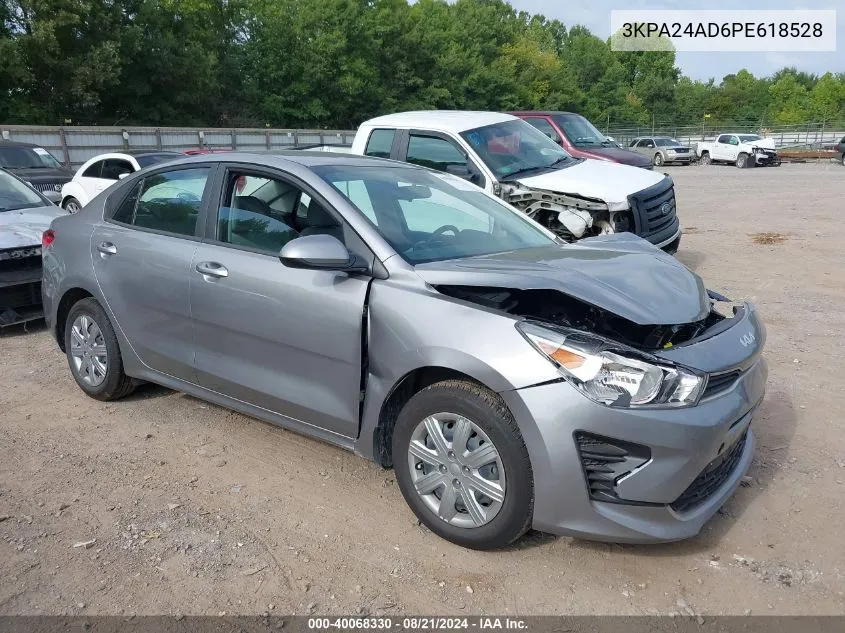 2023 Kia Rio S VIN: 3KPA24AD6PE618528 Lot: 40068330