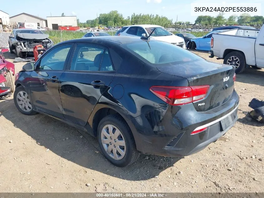 2023 Kia Rio Lx/S VIN: 3KPA24AD2PE553886 Lot: 40155601