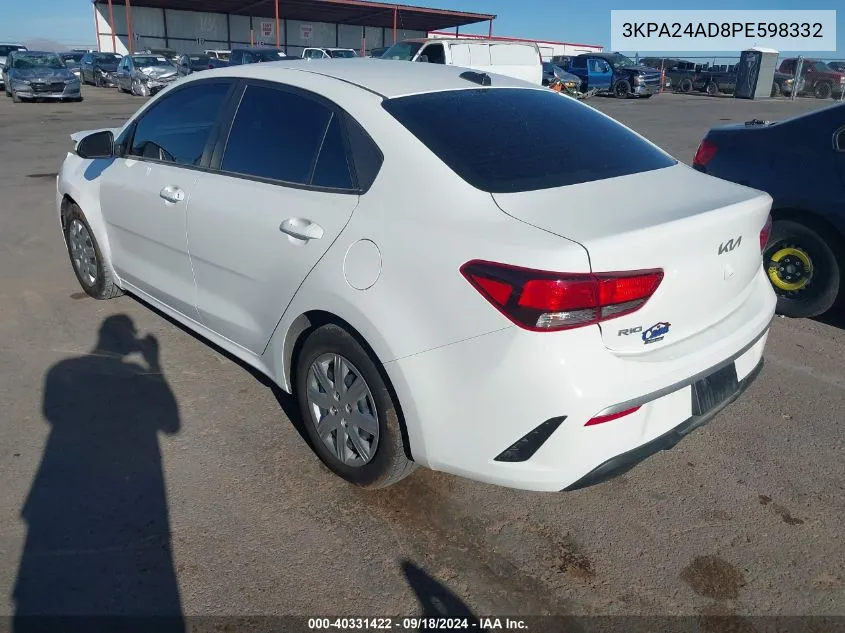 2023 Kia Rio S VIN: 3KPA24AD8PE598332 Lot: 40331422