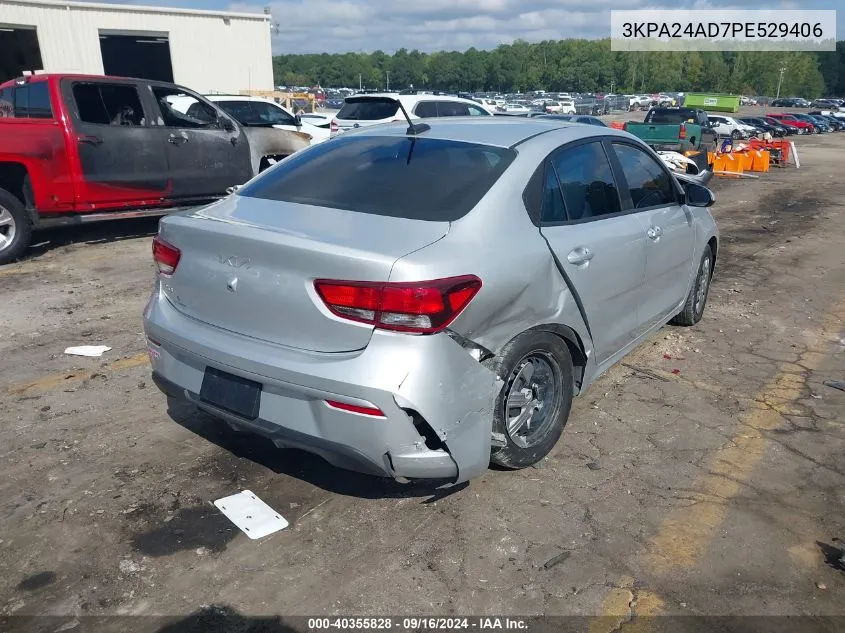 2023 Kia Rio Lx VIN: 3KPA24AD7PE529406 Lot: 40355828