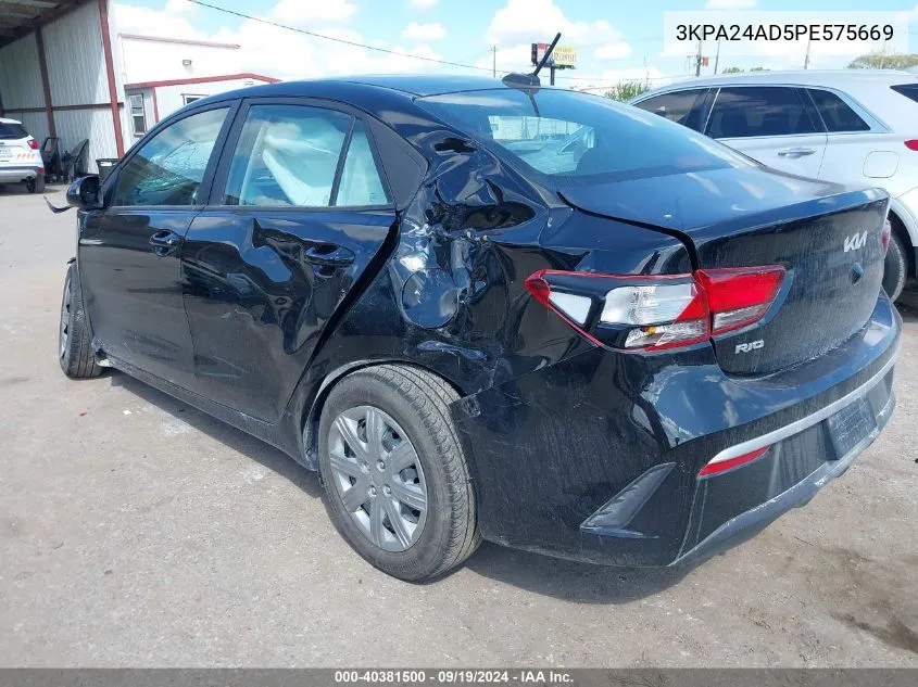 2023 Kia Rio Lx VIN: 3KPA24AD5PE575669 Lot: 40381500