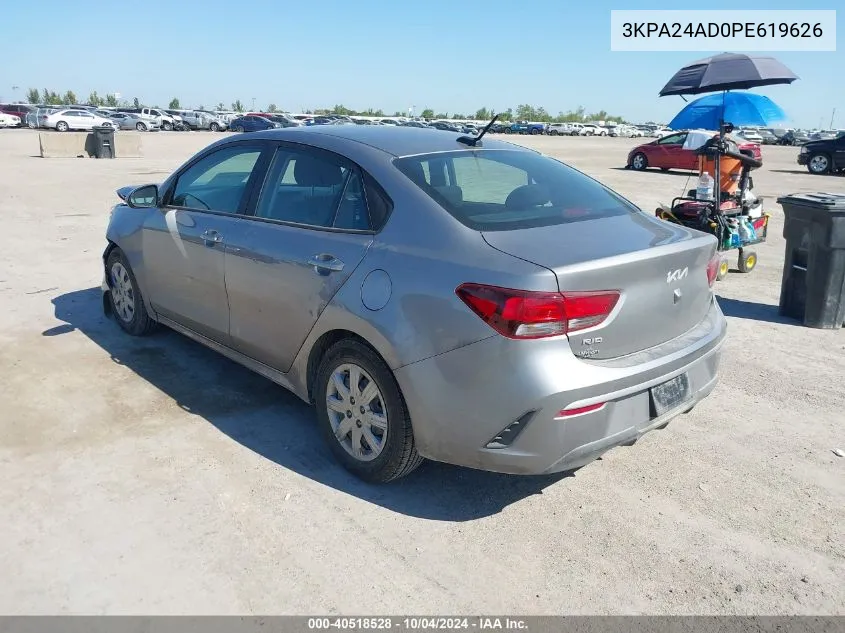 2023 Kia Rio S VIN: 3KPA24AD0PE619626 Lot: 40518528