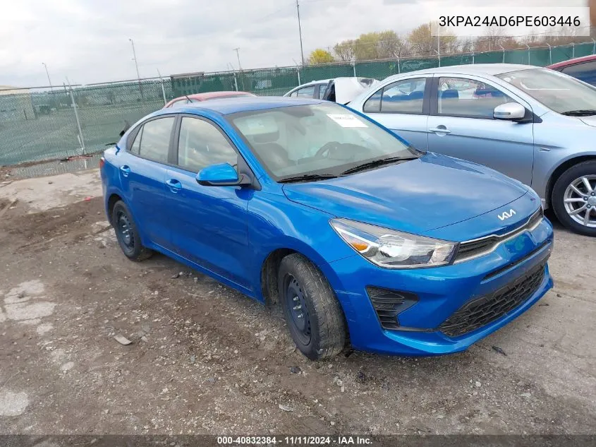 2023 Kia Rio S VIN: 3KPA24AD6PE603446 Lot: 40832384