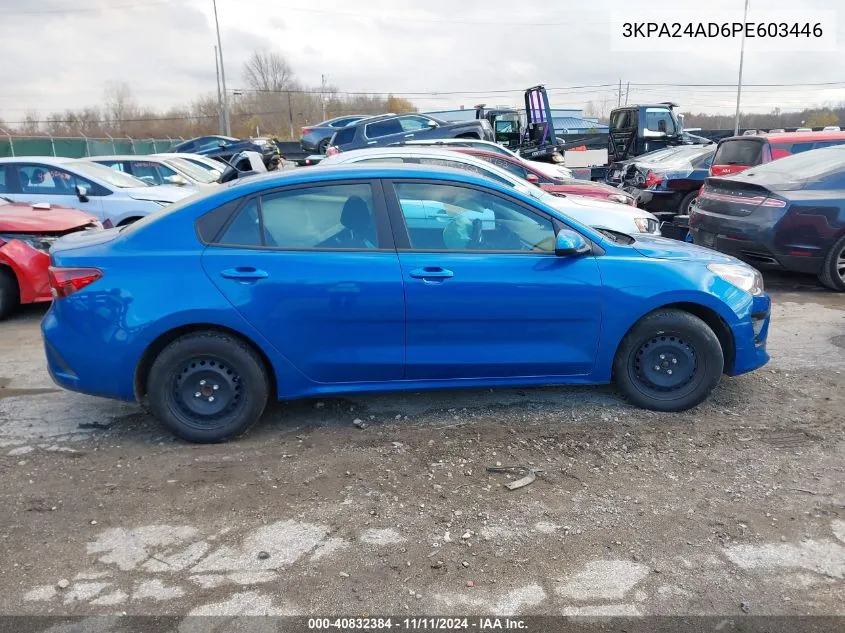 2023 Kia Rio S VIN: 3KPA24AD6PE603446 Lot: 40832384