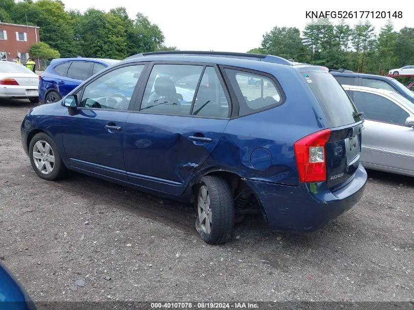 2007 Kia Rondo Lx V6 VIN: KNAFG526177120148 Lot: 40107078