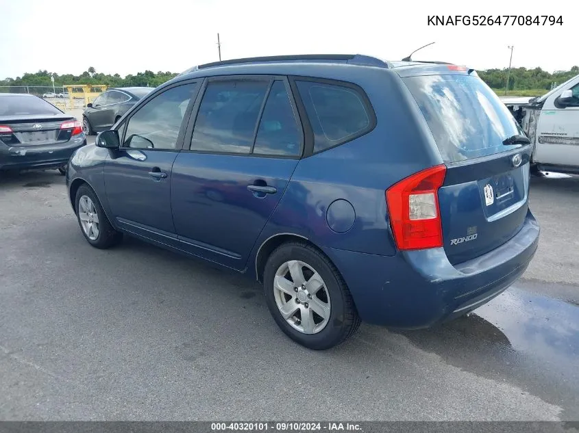 2007 Kia Rondo Lx V6 VIN: KNAFG526477084794 Lot: 40320101