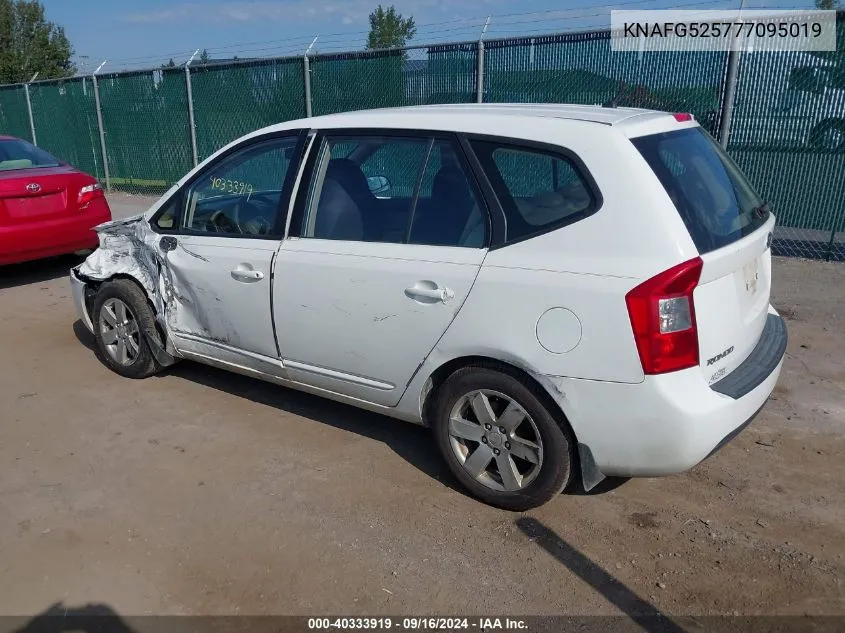 2007 Kia Rondo Lx/Ex VIN: KNAFG525777095019 Lot: 40333919