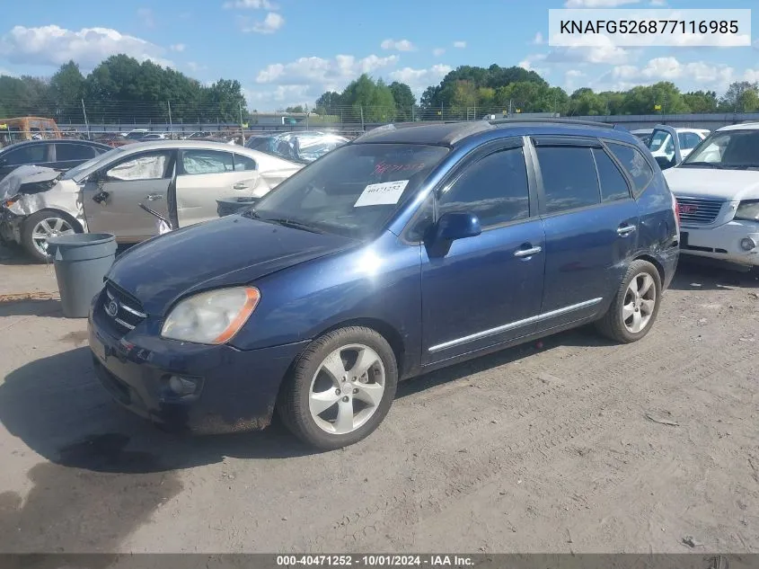 2007 Kia Rondo Ex V6 VIN: KNAFG526877116985 Lot: 40471252