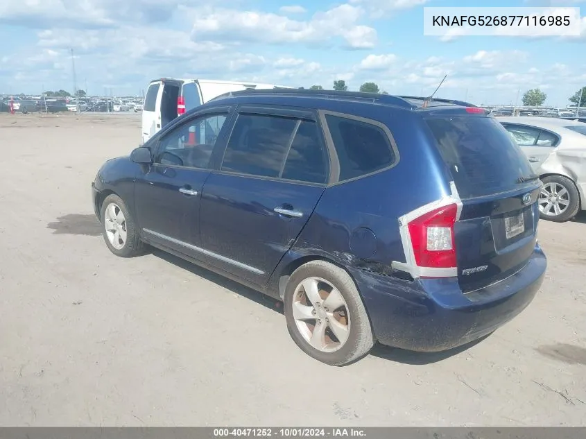 2007 Kia Rondo Ex V6 VIN: KNAFG526877116985 Lot: 40471252