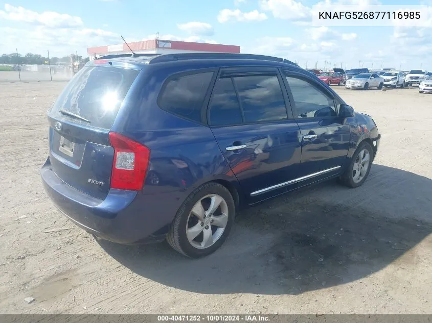 2007 Kia Rondo Ex V6 VIN: KNAFG526877116985 Lot: 40471252