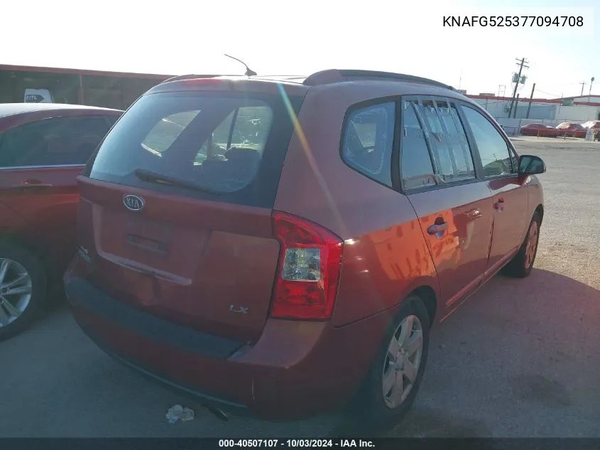 2007 Kia Rondo Lx VIN: KNAFG525377094708 Lot: 40507107