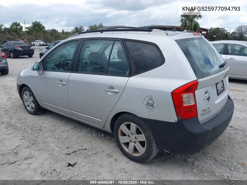 2007 Kia Rondo Lx VIN: KNAFG525977094793 Lot: 40660361