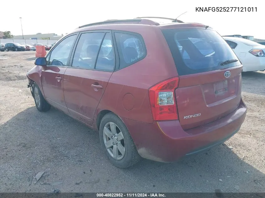 2007 Kia Rondo Lx VIN: KNAFG525277121011 Lot: 40822952