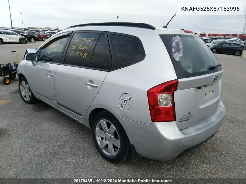 2008 Kia Rondo Ex VIN: KNAFG525X87153996 Lot: 20179485