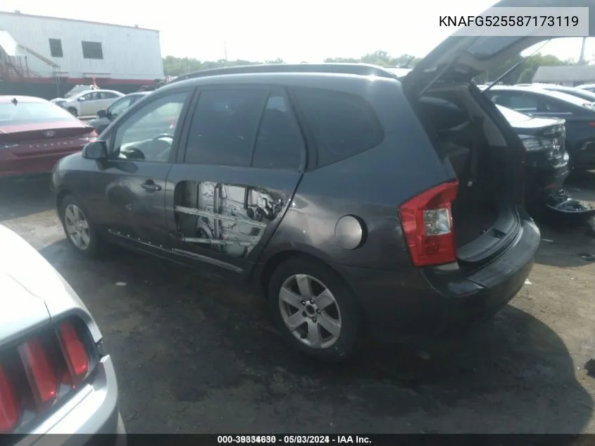 2008 Kia Rondo Lx VIN: KNAFG525587173119 Lot: 39334630