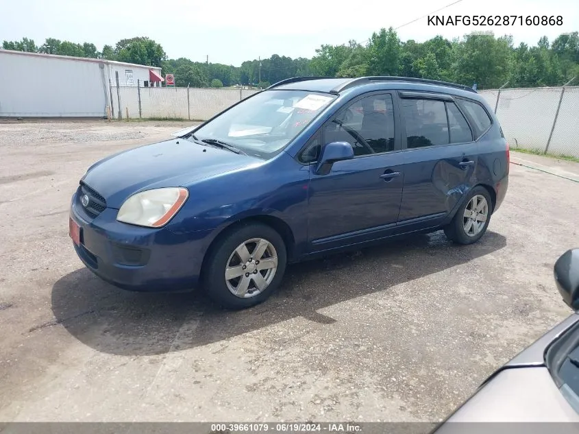 2008 Kia Rondo Lx V6 VIN: KNAFG526287160868 Lot: 39661079