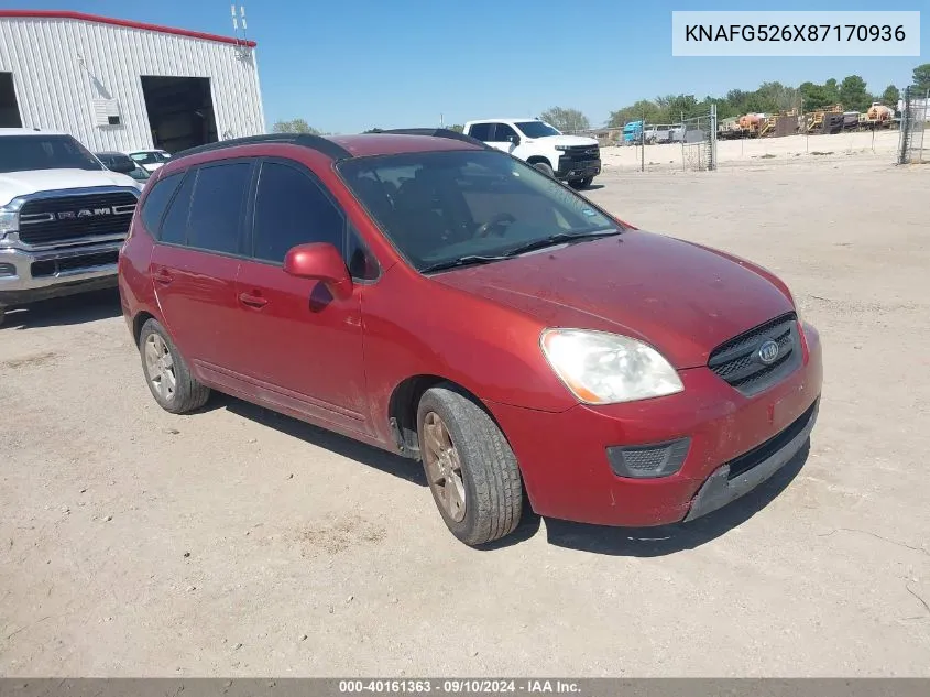 2008 Kia Rondo Lx V6 VIN: KNAFG526X87170936 Lot: 40161363