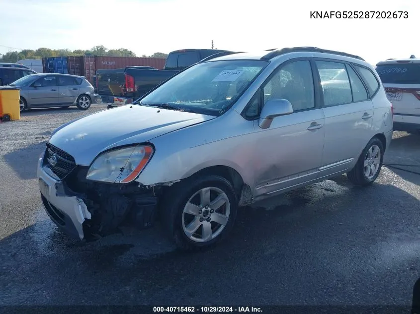 2008 Kia Rondo Lx VIN: KNAFG525287202673 Lot: 40715462