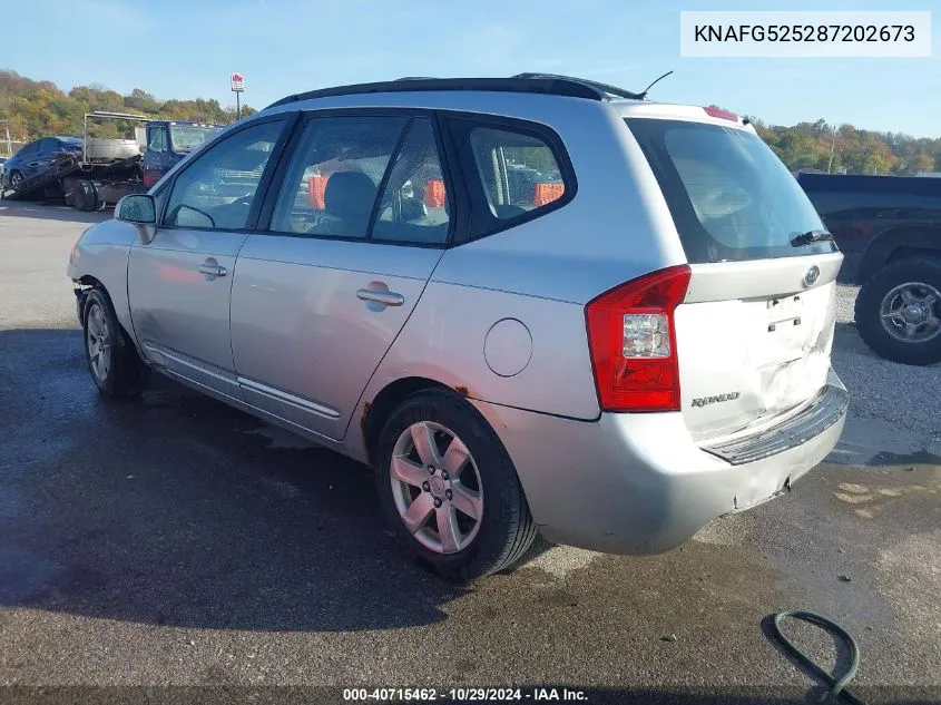 2008 Kia Rondo Lx VIN: KNAFG525287202673 Lot: 40715462