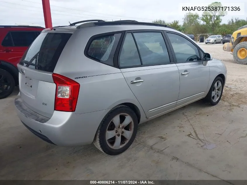 2008 Kia Rondo Ex VIN: KNAFG525387171336 Lot: 40806214